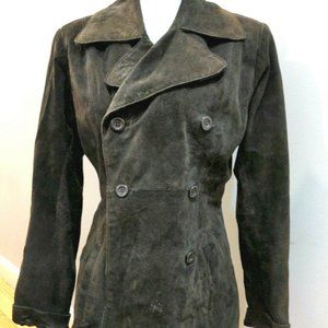 Express Women’s Dark Brown Suede Retro Jacket Blazer Button Coat SIZE Small EUC